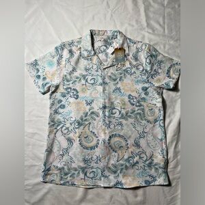 NWT The Linen Look Modern Essex Crossing Floral paisley button down men Sz L